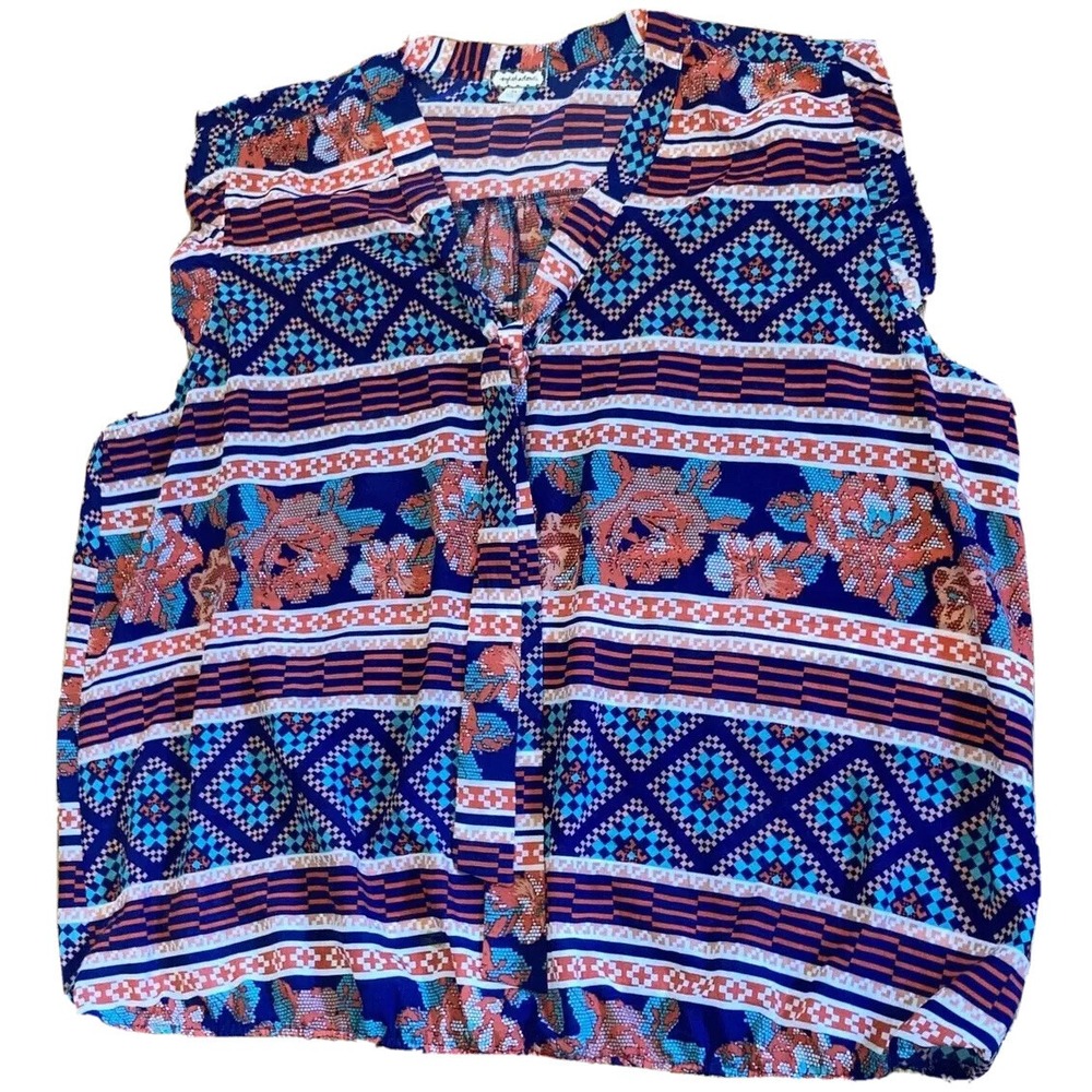 Womens 3X Eyeshadow Tank Summer Blouse Casual Work Top Ruffle Plus Size Shirt